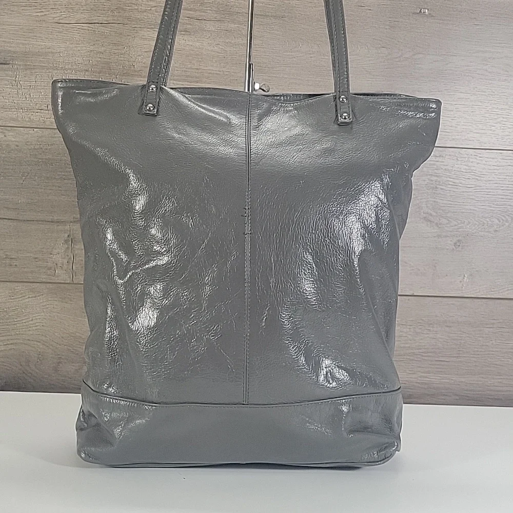 Latico NJ for Anthropologie Classic Grey Leather Tote Bag - Sleek Everyday Carry